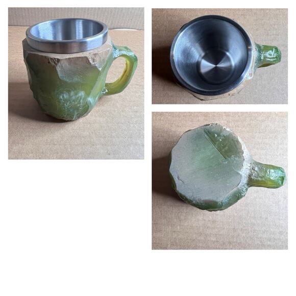 Plastic Faux Mineral Crystal Coffee Cups 4‎ OUNCES Novelty Stainless Steel SET/4 - Picture 8 of 14